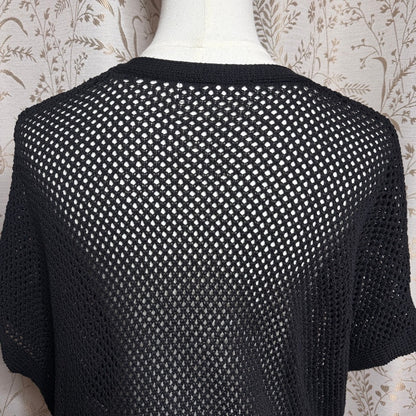 GRACE KARIN Black Open Knit Cardigan Women XL Shrug Goth Whimsigoth Minimalist