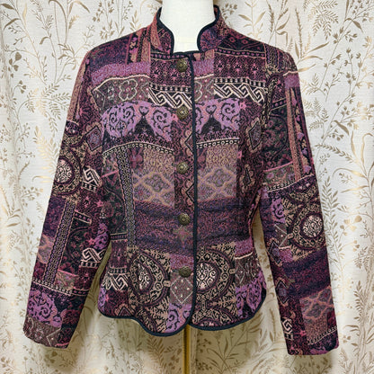 Christopher & Banks Vintage Tapestry Jacket Womens M Purple Whimsigoth Steampunk