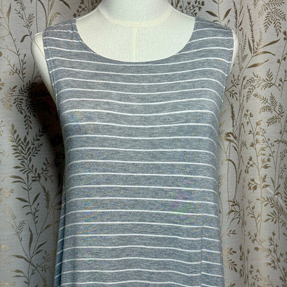 Pinc Striped Tunic Dress Women S Stretch Gray White Lagenlook Minimalist Casual