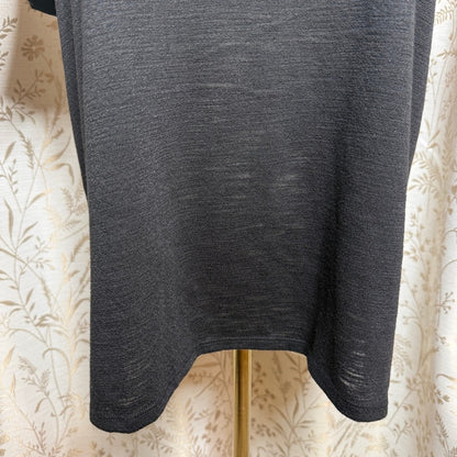 LC Lauren Conrad Flutter Sleeve Blouse Women L Black Minimalist Office Siren
