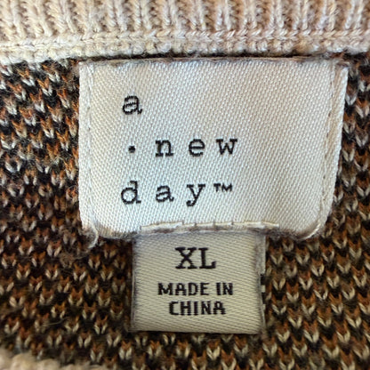 A New Day Bold Leopard Print Sweater Women XL Cozy Casual Office Chic Neutrals
