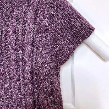 Sonoma Purple Cable Knit Cardigan Womens L Short Sleeve Cozycore Whimsigoth Boho