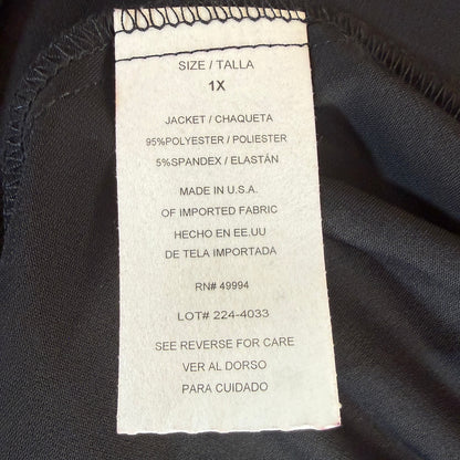 R&M Collection Cascade Waterfall Cardigan Women 1X Black Minimalist Lagenlook