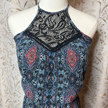 Gypsies & Moondust Boho Paisley Lace Halter Romper Shorts Womens S Southwestern