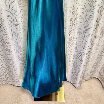 Alcea Rosea Lace Trim Satin Slip Dress Women M Green Romantic Coquette Boudoir