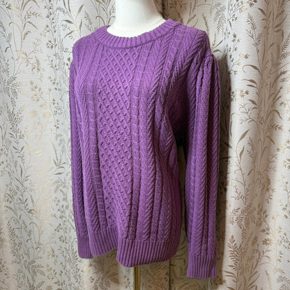 St. John's Bay Cable Knit Sweater Purple Womens 2X Cozy Dopamine Whimsigoth