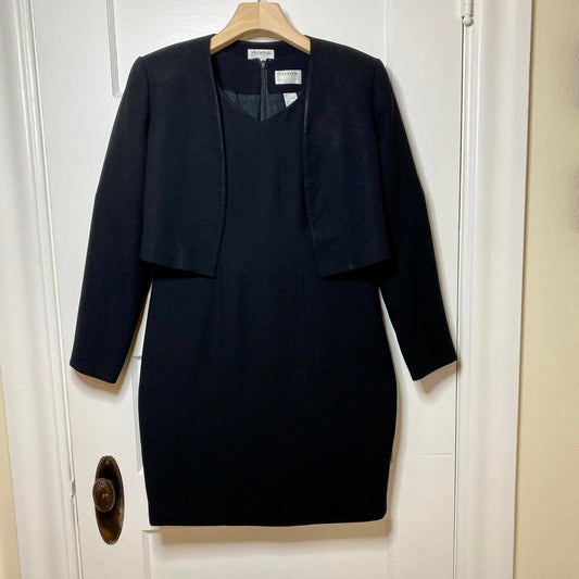 Vintage Preview Collection Little Black Pencil Dress Cropped Jacket Womens 4P