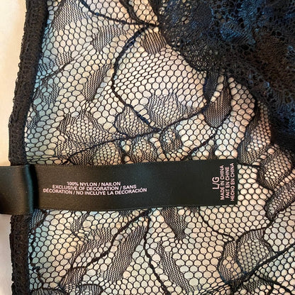 Victoria Secret Black Lace Flyaway Babydoll L Dark Coquette Romantic Fairy Goth