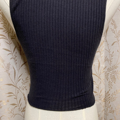 Urban Outfitters Black Ribbed V-Neck Crop Top Small Grunge Coquette Indie Goth