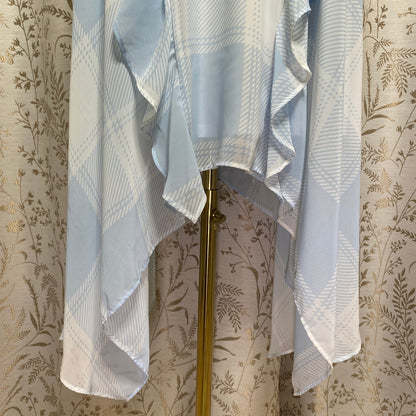 Belle + Sky Pastel Blue Plaid Ruffle Midi Dress XS Cottagecore Coquette Dollette