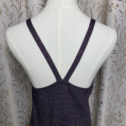 Banana Republic Metallic Tank Shimmer Charcoal Gray Indie Glam 90s Minimalist