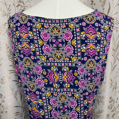 Croft & Barrow Geometric Floral Tank Top L Art School Boho Eclectic Cottagecore