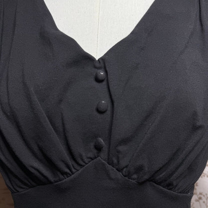 Belle Poque Flutter Sleeve V-Neck Top Women 2XL Black Academia Rockabilly Retro