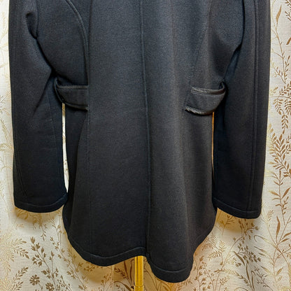 Details INTL Black Hooded Full-Zip Knit Jacket Women L Minimalist Dark Academia