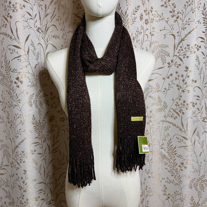 Echo Metallic Sparkle Knit Scarf Women OS NWT Espresso Gold Holiday Festive Glam