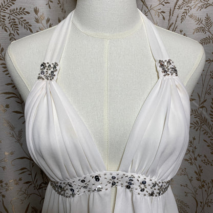 Victorias Secret White Halter Babydoll L Beaded Sequin Bridal Coquette Angelcore