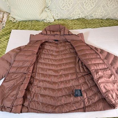 32 Degrees Heat Hooded Puffer Coat Women XXL Brown Gorpcore Utility Earth-Toned