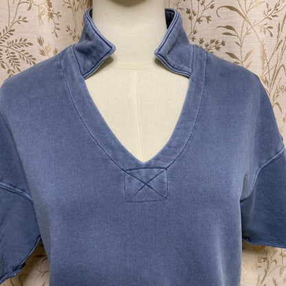 Universal Thread Blue Cut Out V-Neck Sweatshirt XS Coastal Minimalist Indie Boho