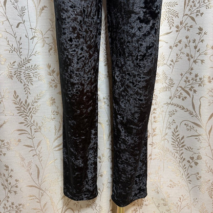 Victoria’s Secret Black Crushed Velvet Logo Leggings Women L Y2K Streetwear Glam