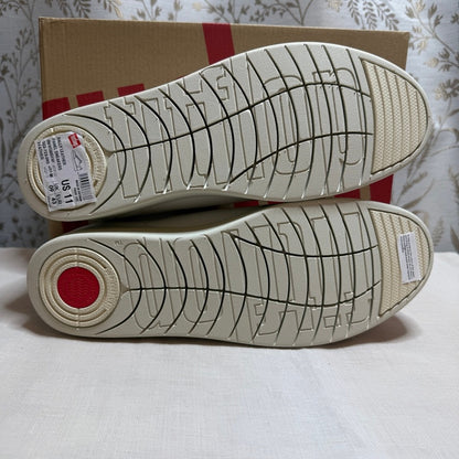 Fitflop Rally Leather Panel Sneakers Women 11 White Blue Ergonomic Arch Support