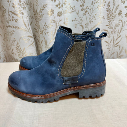 Josef Seibel Blue Nubuck Leather Wool Chelsea Boots Womens 42 Zip Comfort Chunky