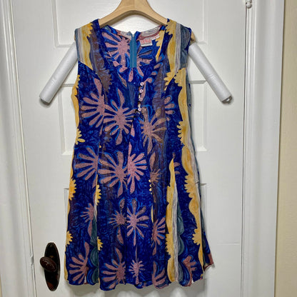 Ishwar Sleeveless Abstract Patterned Dress Womens 8 Bohemian Dainty Fairy Retro