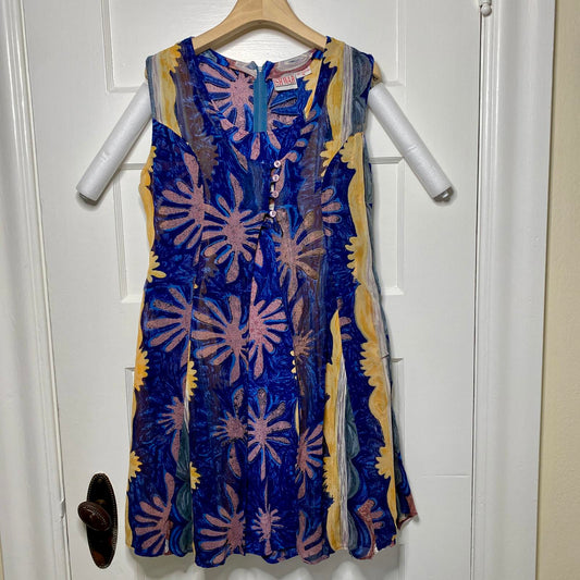 Ishwar Sleeveless Abstract Patterned Dress Womens 8 Bohemian Dainty Fairy Retro