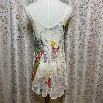 Shirley of Hollywood Silk Sequin Chemise Large Y2K Butterfly Fairycore Festival
