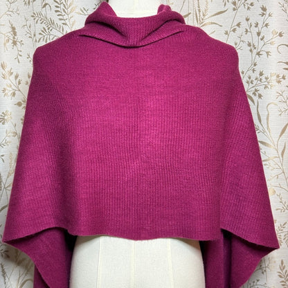 Magenta Pink Knit Fringe Wrap Shawl Women OS Boho Cozy Romantic Travel Comfort