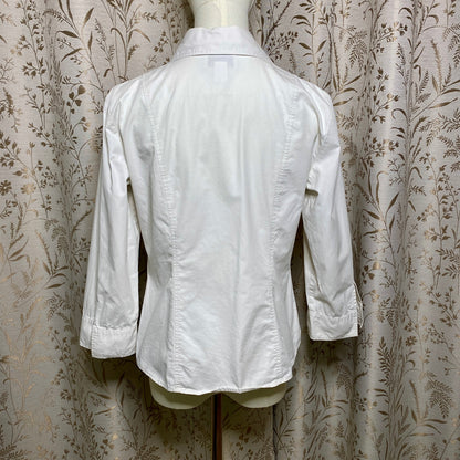 Talbots Petites White Button Down Shirt 8P Office Siren Academia Y2K Distressed