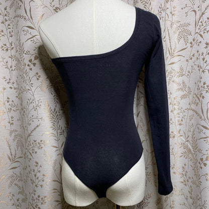 Abercrombie & Fitch One Shoulder Long Sleeve Bodysuit Black XS Minimalist Chic