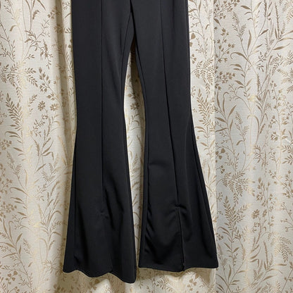 Windsor Black Front Split Hem Flare Pants Small 70s Boho Y2K Bratz Indie Glam