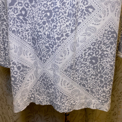 Sonoma Peasant Blouse XL Gray Paisley Leopard Cottagecore Lagenlook Minimalist
