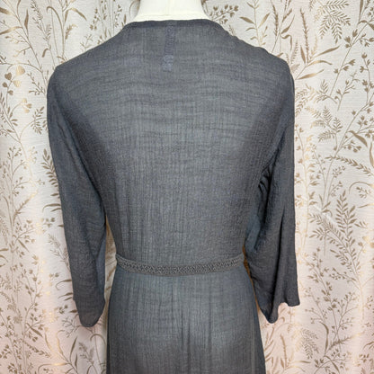 Monoreno Crochet Handkerchief Hem Midi Dress L Gray Boho Fairycore Whimsigoth