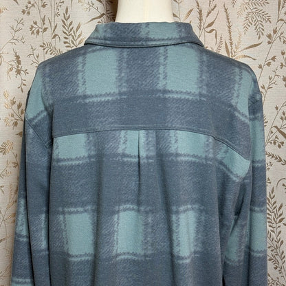 32 Degrees Heat Plaid Fleece Shirt Women XL Blue Cabincore Cozy Outdoor Gorpcore