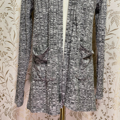 Art Class Marled Black/White Knit Cardigan Junior XL Minimalist Layering Pockets