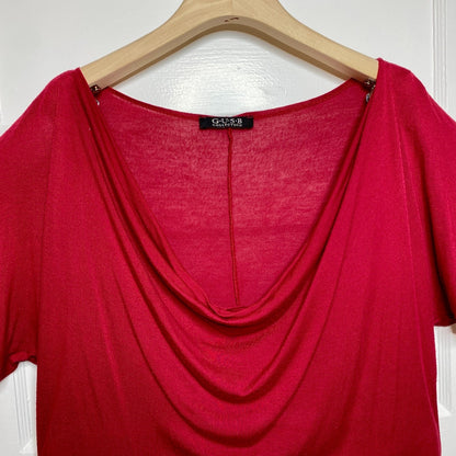 GUSB Collection Cowl Neck Top Womens Large Boho Chic Dainty Holiday Romantic Y2K