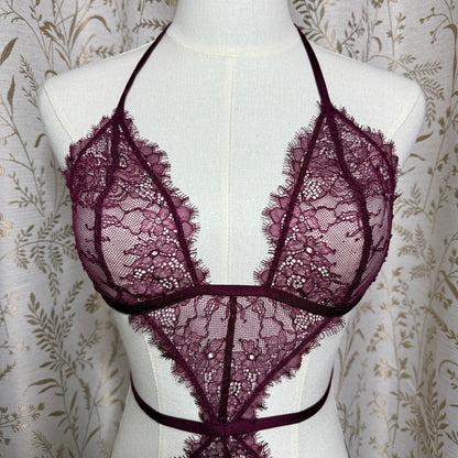 Victoria's Secret Very Sexy Strappy Eyelash Lace Teddy L Plum Sirencore Baddie