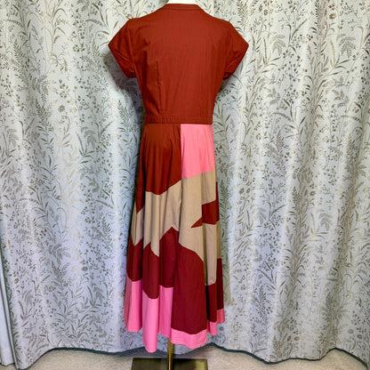 Zapelle Colorblock Patchwork Maxi Dress L 12 Rust Pink Dopamine Mod Artsy Boho