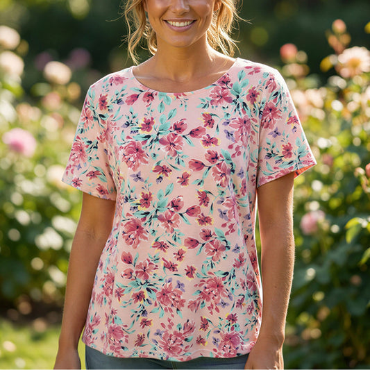 Cottagecore Pink Floral T-shirt Women XL Cottagecore Romantic Fairycore Dollette