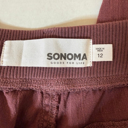 Sonoma Stretch Twill Crop Cargo Utility Pants Women 12 Wine Gorpcore Cabincore