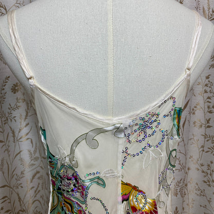 Shirley of Hollywood Silk Sequin Chemise Large Y2K Butterfly Fairycore Festival