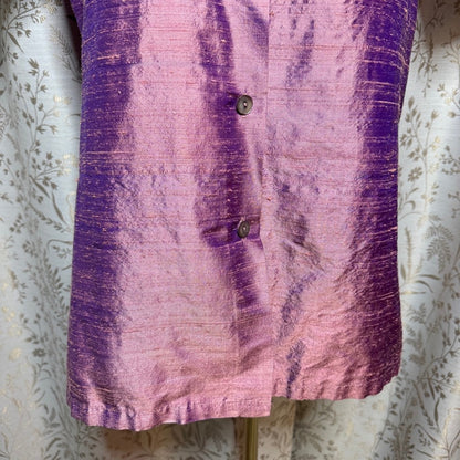 Tom Tom California Vintage Iridescent Silk Shirt Women M Purple Boho Artsy Retro
