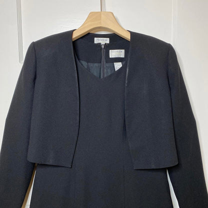 Vintage Preview Collection Little Black Pencil Dress Cropped Jacket Womens 4P