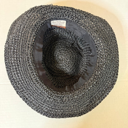 Sun 'N' Sand Black Woven Straw Sun Hat Womens OS Beach Coastal Boho Resortwear