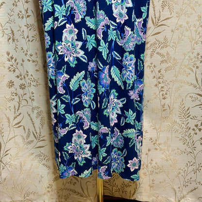 J.Jill Floral Split V-Neck Knit Maxi Dress Women XL Blue Tropical Resortwear NWT