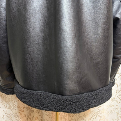Levi's Faux Leather Sherpa Aviator Jacket Women XL Bomber Moto Biker Streetwear
