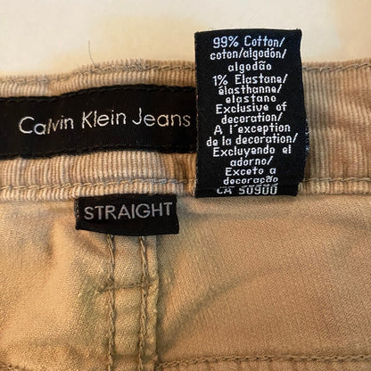 Calvin Klein Jeans Corduroy Straight Leg Pants Sz 4 Beige Tan Low Rise Stretch