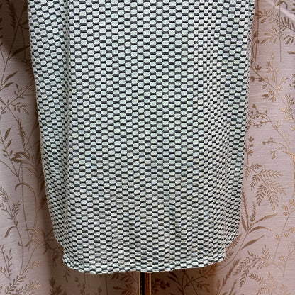 ELLE Green Twist Keyhole Top L Micro Pattern OfficeSiren Retro Romantic Academia