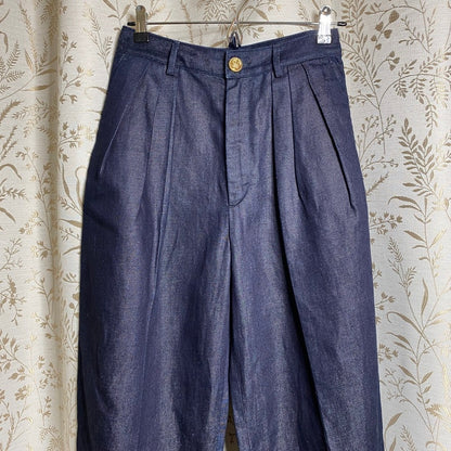 DSquared2 Dark Indigo Denim High Rise Pleated Trousers Italy 38 NWT Designer Mod